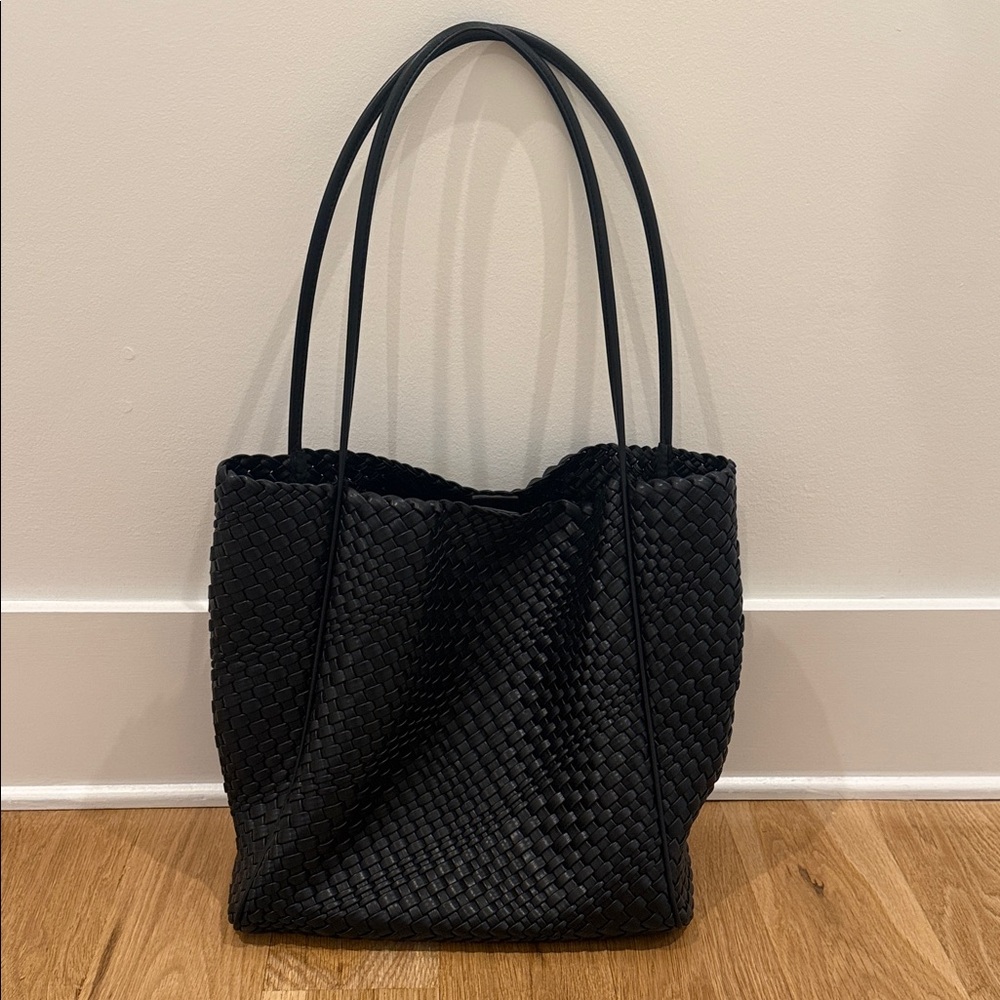 Anthropologie Black Woven Tote Bag